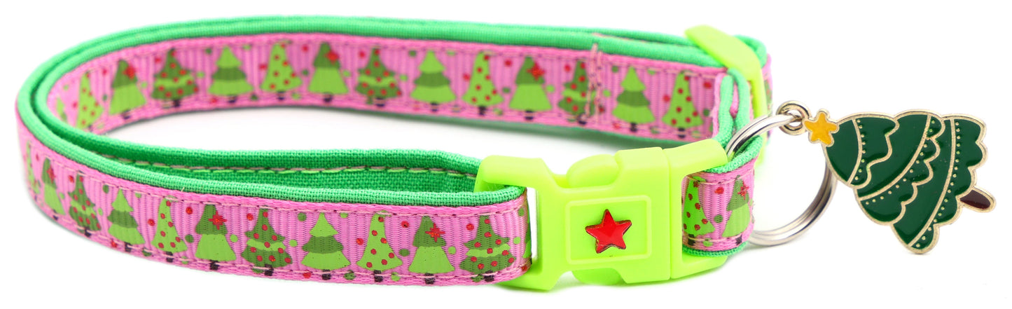 Jolly Christmas Trees Breakaway Cat Collar