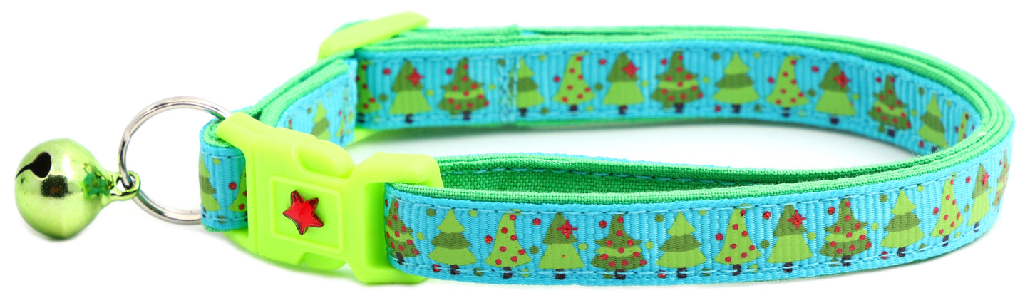 Jolly Christmas Trees Breakaway Cat Collar