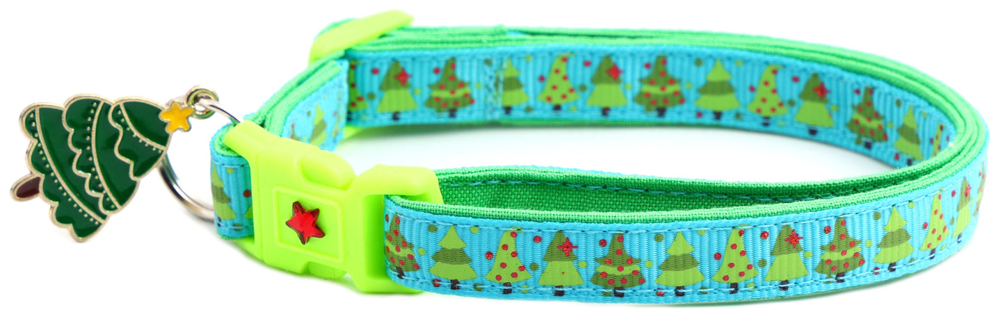 Jolly Christmas Trees Breakaway Cat Collar