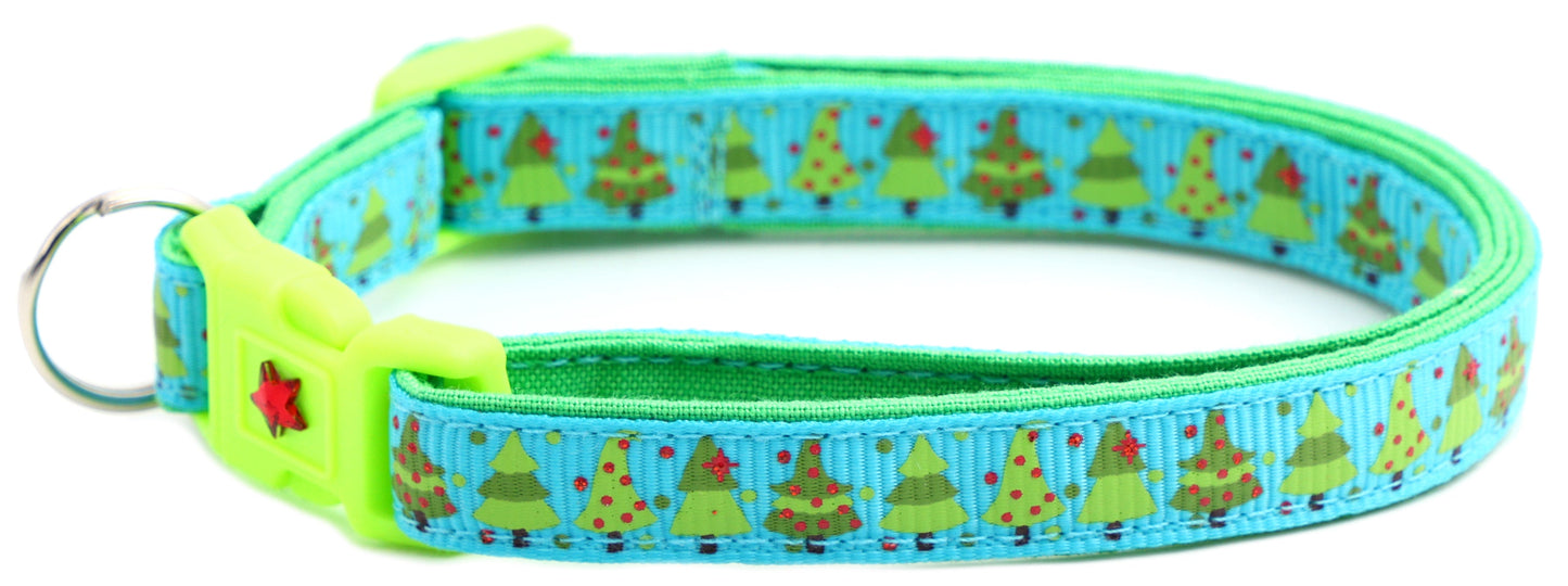 Jolly Christmas Trees Breakaway Cat Collar