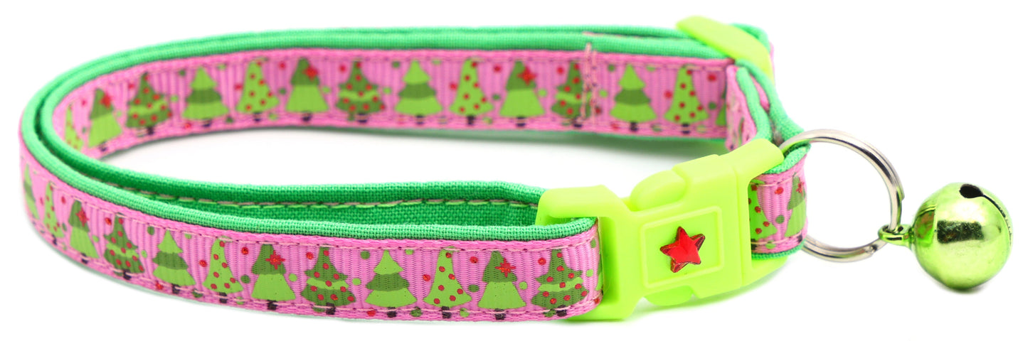 Jolly Christmas Trees Breakaway Cat Collar