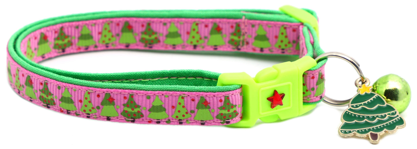 Jolly Christmas Trees Breakaway Cat Collar