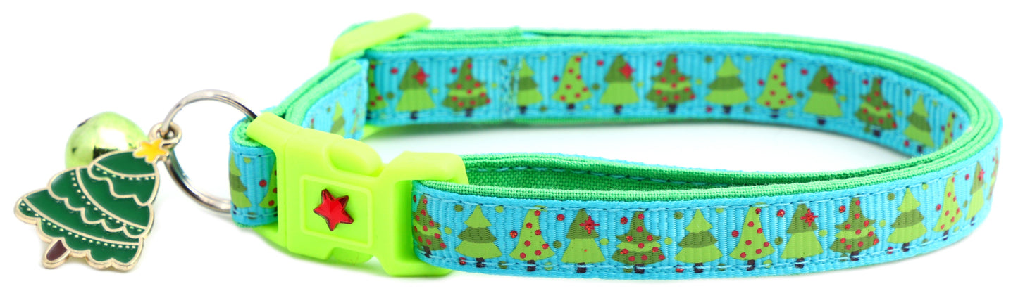 Jolly Christmas Trees Breakaway Cat Collar
