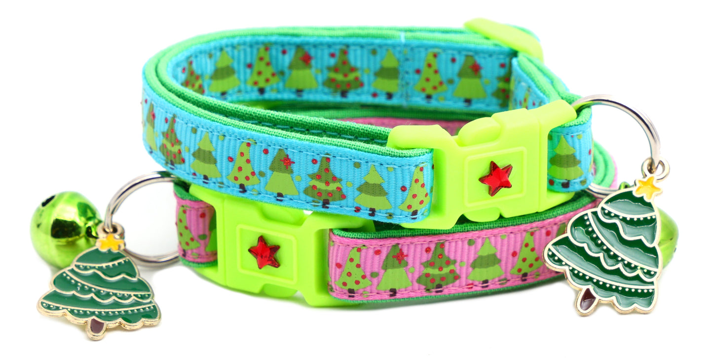 Jolly Christmas Trees Breakaway Cat Collar