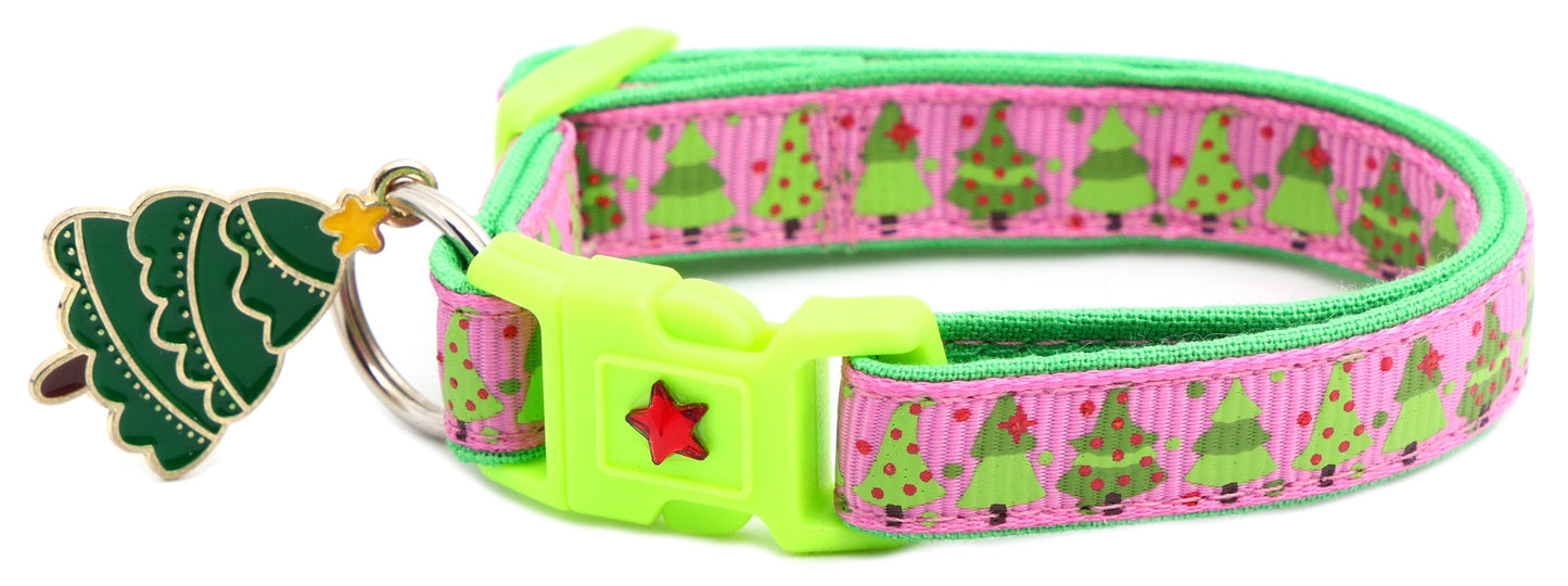 Jolly Christmas Trees Breakaway Cat Collar