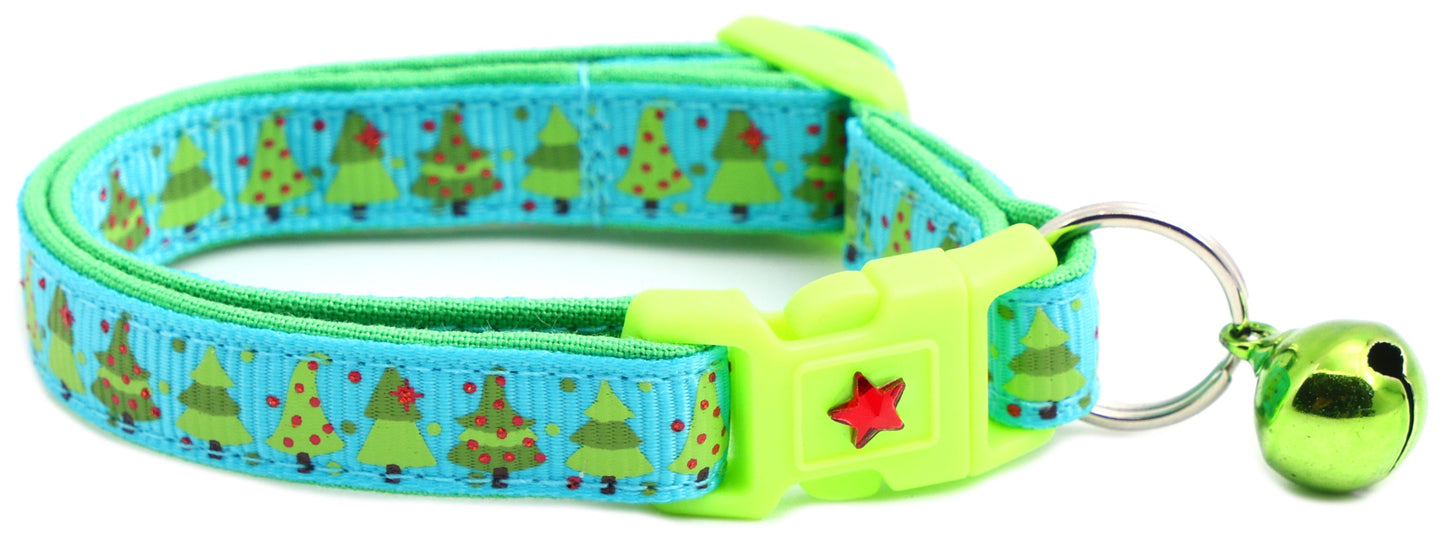 Jolly Christmas Trees Breakaway Cat Collar