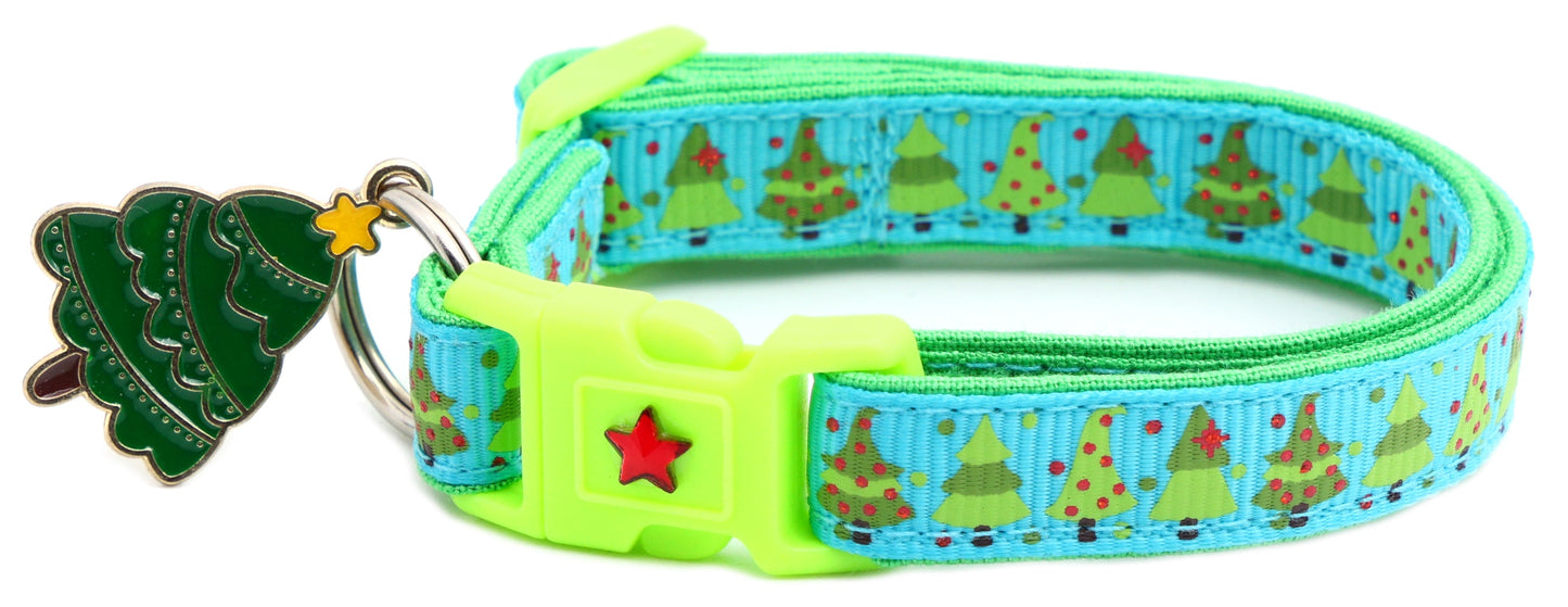 Jolly Christmas Trees Breakaway Cat Collar