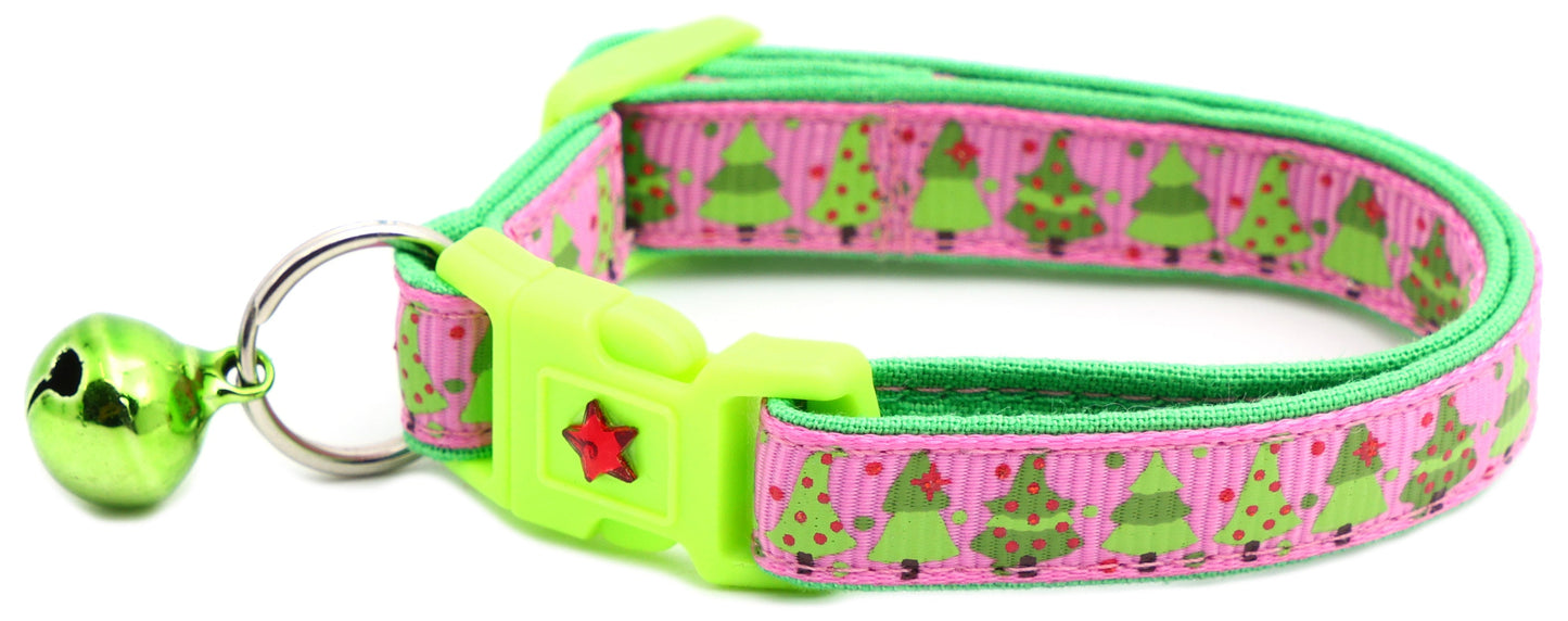 Jolly Christmas Trees Breakaway Cat Collar