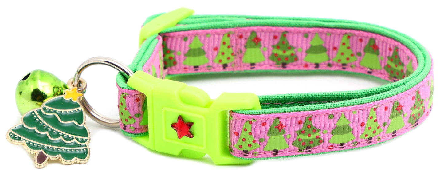 Jolly Christmas Trees Breakaway Cat Collar