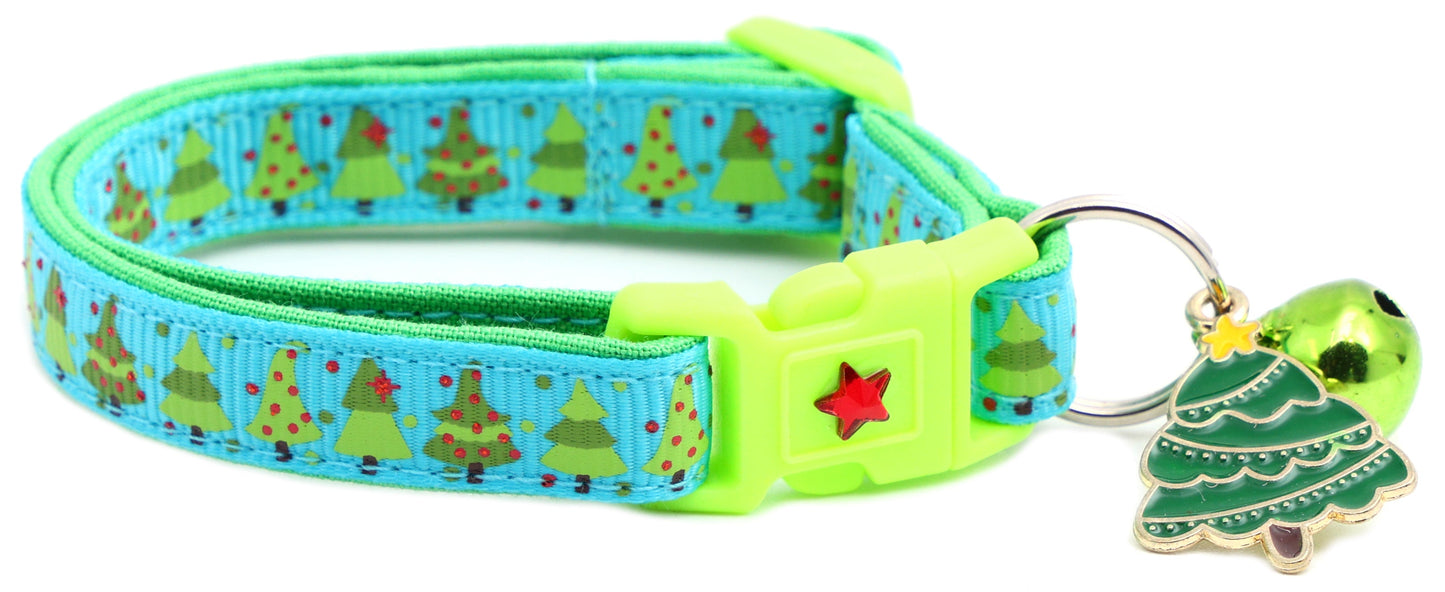 Jolly Christmas Trees Breakaway Cat Collar